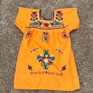 Vibrant Orange Embroidered Kids Dress